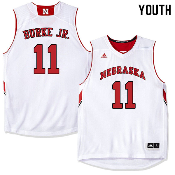 Youth Nebraska Cornhuskers #11 Dachon Burke Jr. College Basketball Jerseys Sale-White